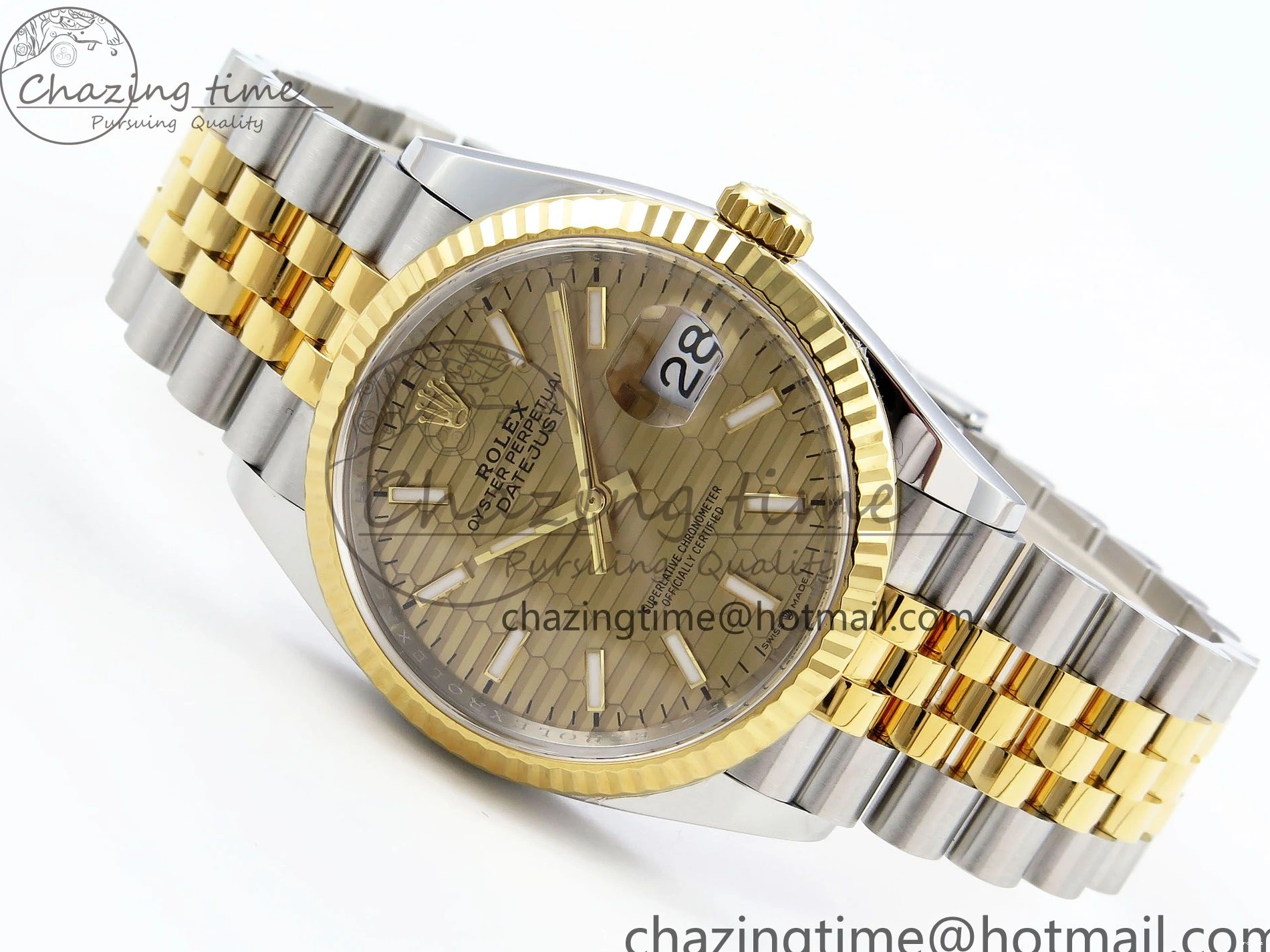 MiroTime 0112 DateJust 36 126233 Clean 1:1 Best Edition 904L Steel YG Textured Stick Dial on SS YG Jubilee Bracelet VR Trendy 1494